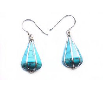 Pyramid Earring Turquoise Stone PE-1158A